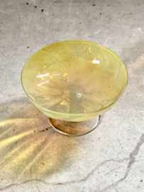 Beautiful old yellow glass serving bowl