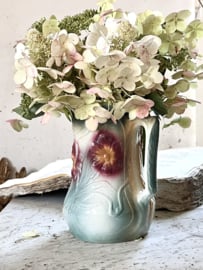 Antique french floral Barbotine jug