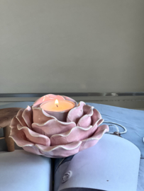 Vintage keramische roos/ waxinehouder