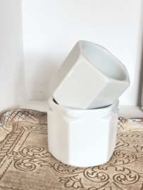 2 oud franse hexagonale yoghurt potjes