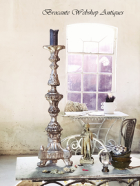Antique italian silver church/chateau candle stick XL size