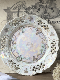 Beautiful old mother of pearl glance cake plate