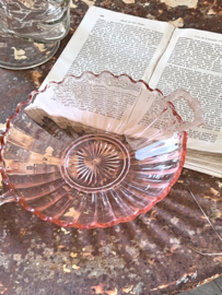 Pink glass serving dish