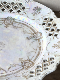 Beautiful old mother of pearl glance cake plate