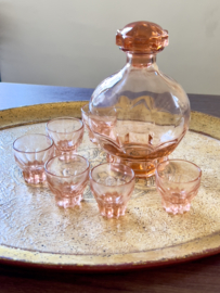 Pink glasses and caraf set