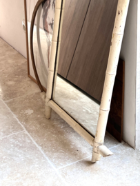 Grote oude bamboe spiegel boho style