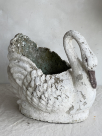 Old french concrete planter swan