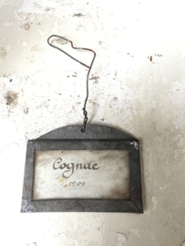 Antiek frans zinken label/ Antique french sinc label