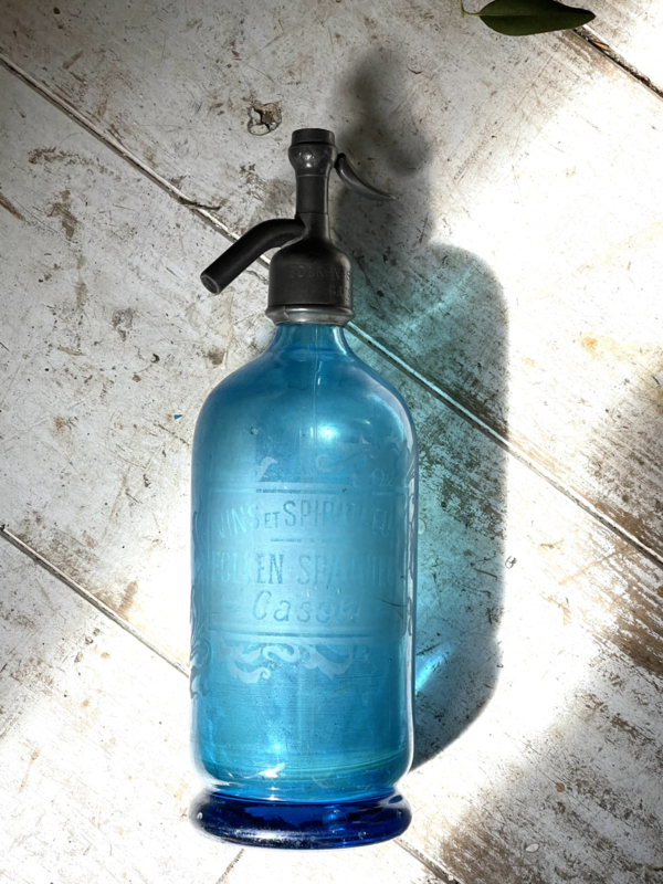 Old french blue soda bottle   PARIS