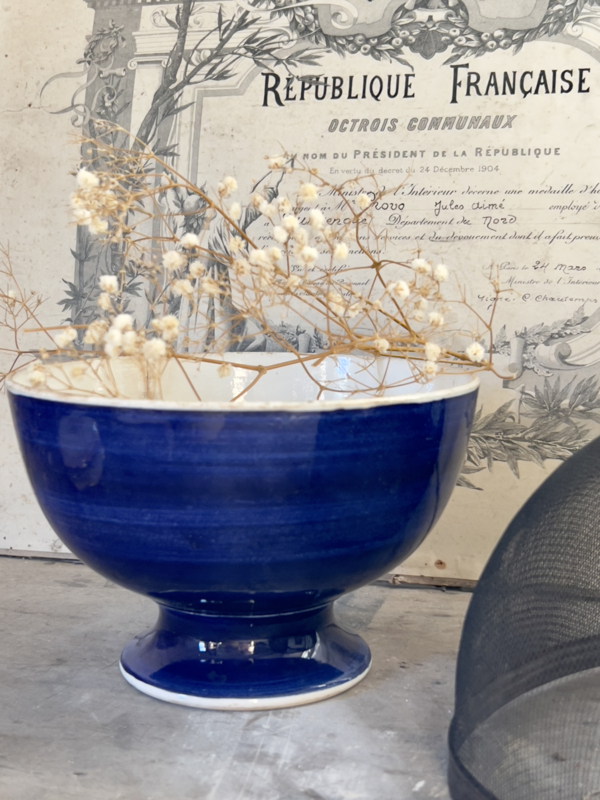 Beautiful deep blue old cabinet bowl