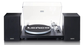 LENCO LS-500BK - Platenspeler met ingebouwde versterker en Bluetooth® plus 2 externe speakers - Zwart