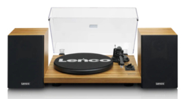 LENCO LS-500OK - Platenspeler met ingebouwde versterker en Bluetooth® plus 2 externe speakers - Hout