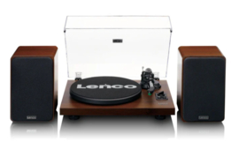 LENCO LS-600WA - Platenspeler met ingebouwde versterker en Bluetooth® plus 2 externe speakers - Walnoot