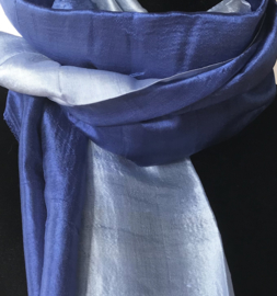 Brede zijden sjaal multicolor blauw