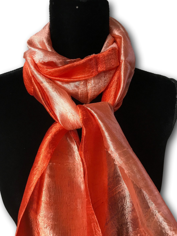 Zijden sjaal multicolor oranje | ZIJDEN EFFEN SJAALS | zijden sjaaltjes  online kopen in prachtige kleuren