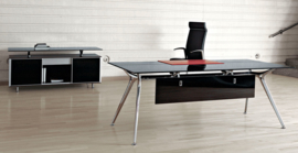 Glazen bureau Design tafel 220x100 cm, zwart glas, Arkitek