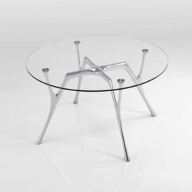 Glazen bureau design tafel 130 cm rond  Pegaso helder glas Caimi