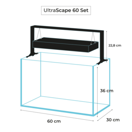 Osaka Ultrascape zwart 60x30x36cm aquarium + 3x LED verlichting met forest meubel