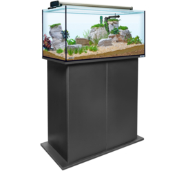 Aquatank 82x40x40cm aquarium met lichtkap + meubel zwart