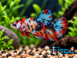 Betta splendens Galaxy Koi Plakat female  / Siamese kempvis vrouw