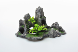 Rotsformatie met plateau en planten OS-919 - aquarium decoratie