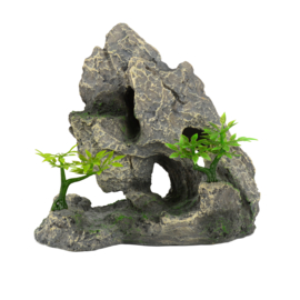 Overhangende rots met gaten en tempel OS-921 - aquarium decoratie