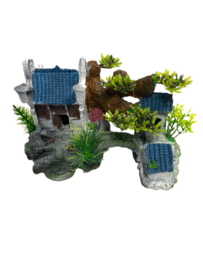 Tempel met blauw dak  OS-154 - aquarium decoratie