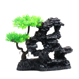 Rots met gaten en bonsai boom OS-244 - aquarium decoratie