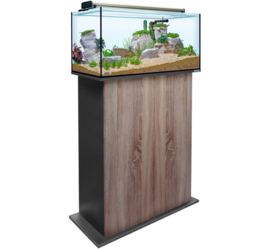 Aquatank 82x40x40cm aquarium met lichtkap + meubel walnut