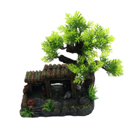 Vervallen schuur met boom OS-157 - aquarium decoratie