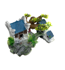 Tempel met blauw dak  OS-154 - aquarium decoratie