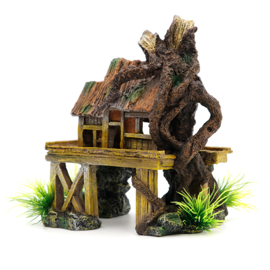 Vervallen huis op palen met wortels OS-156 - aquarium decoratie