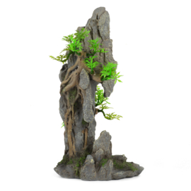 Steile rots met wortels en overhangende stenen OS-915 - aquarium decoratie