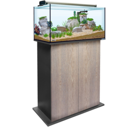 Aquatank 82x40x40cm aquarium met lichtkap + meubel silver oak