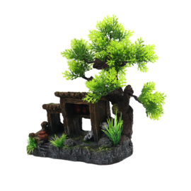 Vervallen schuur met boom OS-157 - aquarium decoratie