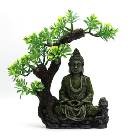 Boeddha beeld met bosaiboom OS-187 - aquarium decoratie