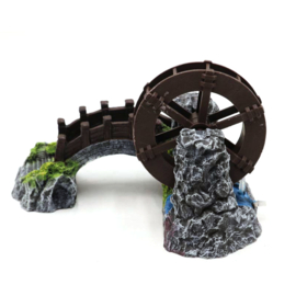 Brug en waterrad met luchtaansluiting medium OS-284 - aquarium decoratie