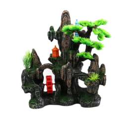 Rotsformatie met tempel en waterrad met luchtaansluiting OS-147 - aquarium decoratie