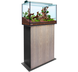 Aquatank 82x40x50cm aquarium met lichtkap + meubel silver oak