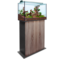 Aquatank 82x40x50cm aquarium met lichtkap + meubel walnut