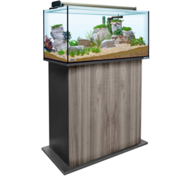 Aquatank 82x40x40cm aquarium met lichtkap + meubel gray oak
