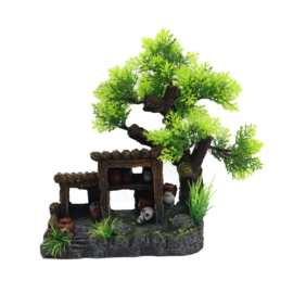 Vervallen schuur met boom OS-157 - aquarium decoratie