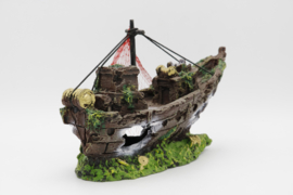 Gezonken boot met net / scheepswrak OS-191 - aquarium decoratie