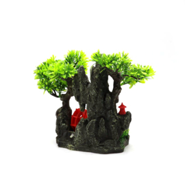 Rotsen met bomen en waterrad met luchtaansluiting OS-289 - aquarium decoratie