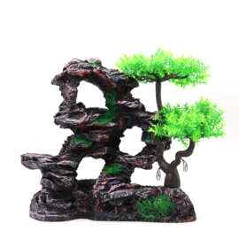 Rots met gaten en bonsai boom OS-244 - aquarium decoratie