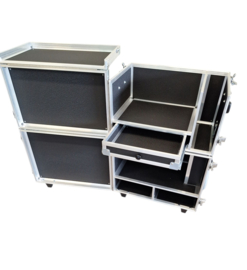Deelbare koffer 5 cm dieper met lade (motor onder) + luxe wielen