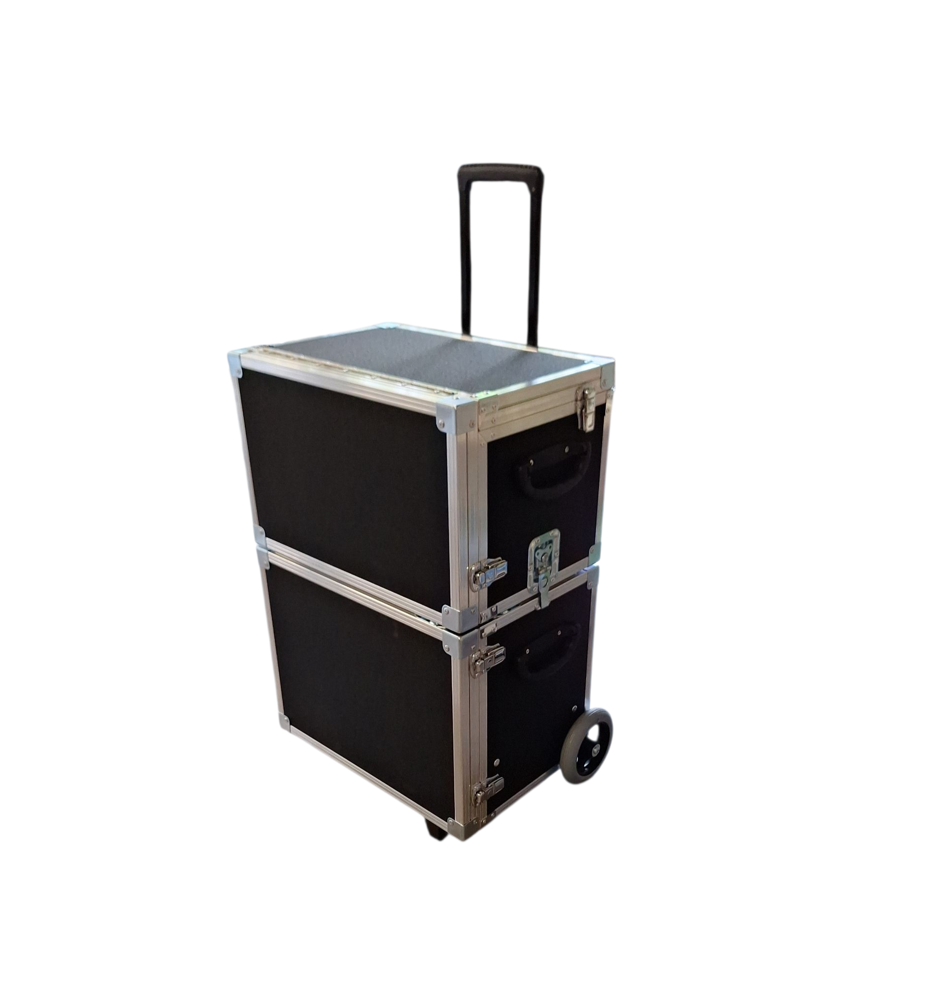 Deelbare koffer met lade 5 cm dieper + luxe wielen (zwart)