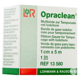 Opraclean gaas met jodoform 1cm x 5m