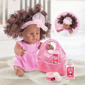 Sally Fay African Doll Bad en Pyjama, Sally Fay Afrikaanse Pop Bad en Pyjama