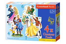 4 Delige puzzel set Verliefde Prinsessen Castorland B-04461-2